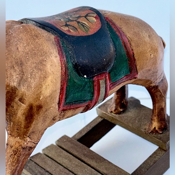 Vintage Wooden Rocking Pig Hog Rocker Folk Art Painted & Carved *Collectible - Picture 10 of 15